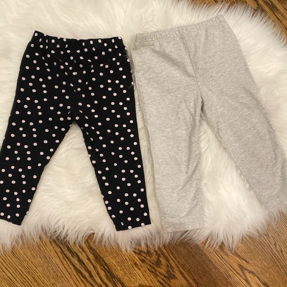 18m polkadot and gray sparkle leggings